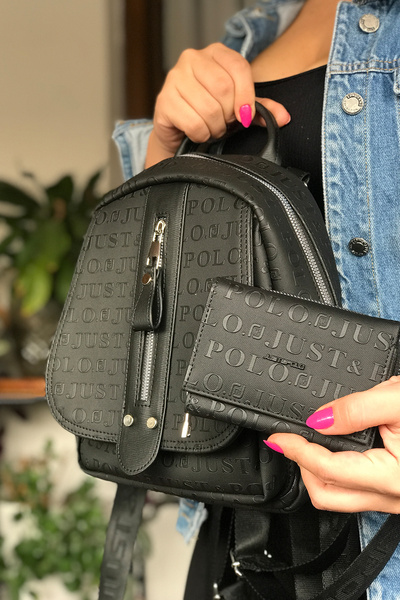 Just Polo Çok Bölmeli Astarlı Ayarlanabilir Askılı Kadın Sırt Çantası 4058-GD