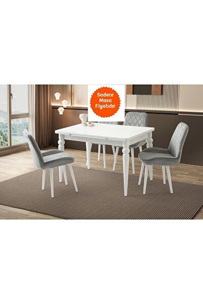 Evistro Yandan Açılır Büyüyen Yemek Masası 80x120cm Beyaz-Beyaz Ayaklı SADECE MASA FİYATIDIR