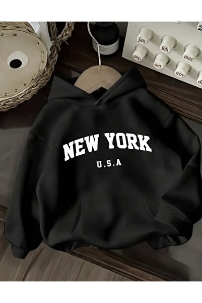 FUFLUNS نيويورك الولايات المتحدة الأمريكية سويت شيرت بغطاء للرأس للجنسين