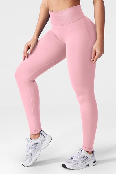 quitaly Luna Drawstring Seamless Recovery Seamless Push-Up Sports Leggings - Pink