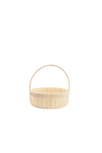 Perotti SENTETİK HASIR KREM YUVARLAK KAPAKSIZ PİKNİK SEPETİ 28X12CM