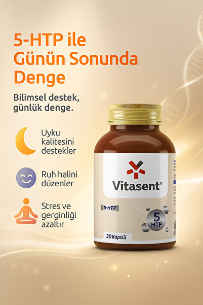 VİTASENT 5-HTP 30 Kapsül – Serotonin Destekli Uyku, Stres Azaltıcı ve Düzenleyici Takviye