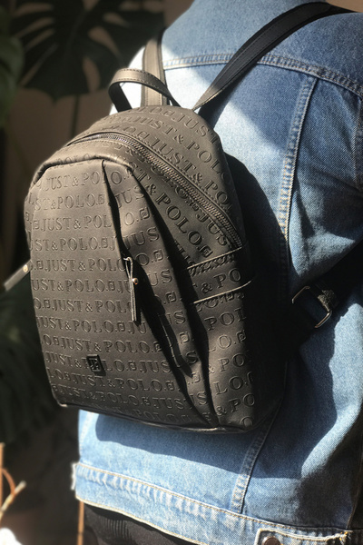 Just Polo Large Size Plain White Combination Women's Backpack with 9 Compartments Suitable for Daily Use 4040