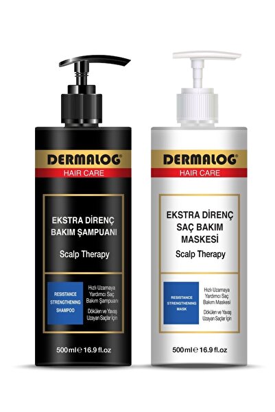 DERMALOG Dökülen Ve Yavaş Uzayan Saçlar Için Ekstra Direnç Saç Bakım Seti 500 Ml