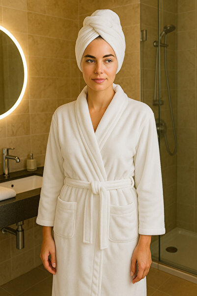 LaraLisa 100% Cotton Buttoned Luxury Towel Hair Cap