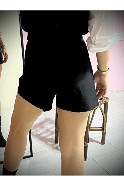 Flow Şort etek yüksek bel Doublu kumaş