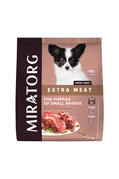 Miratorg طعام جاف من EXTRA MEAT مع لحم بقري للجراء من السلالات الصغيرة - 1.5 كجم
