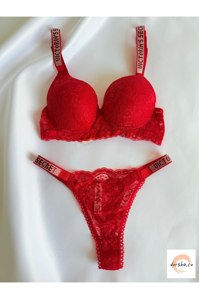 dorsha Női csipkés féltámasztott kő melltartó és tanga szett