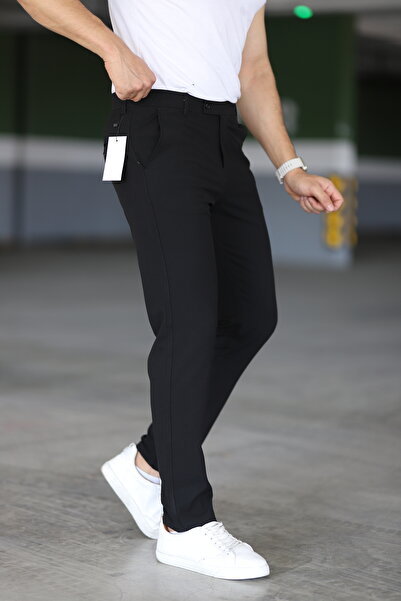 DOPPİO'N DENİM Erkek Siyah Slim Fit Esnek Likralı Kumaş Pantolon