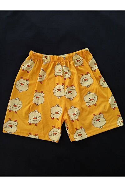FASON TASARIM Bukadinca Sarı Civciv Desenli Rahat Şort