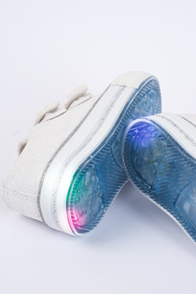 Pabrik Yeni Sezon Cırtlı Beyaz Simli Kız Çocuk Ayakkabı, Ortopedik Kız Çocuk Günlük Ayakkabı 21-30 Işıklı