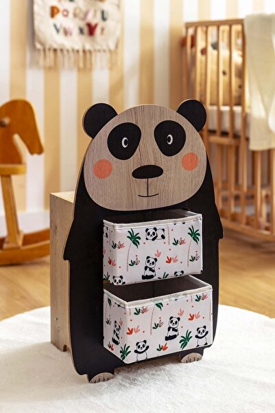 Eq deco Figürlü Ahşap Çekmeceli Organizer – Bebek ve Çocuk Odası İçin Eğlenceli Düzenleyici Panda Ayı Kaplan