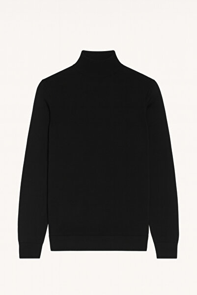 Redline Aristo Стандартен пуловер с полуриза и рибена яка, черен