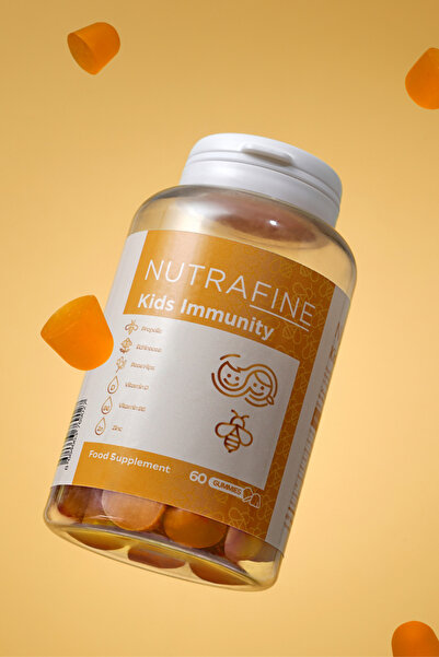 Nutrafine Kids Immunity Gummy, Çocuklar için Propolis, Ekinezya, Vitamin C+D+B6,Çinko ile Çiğnenebilir Gummies