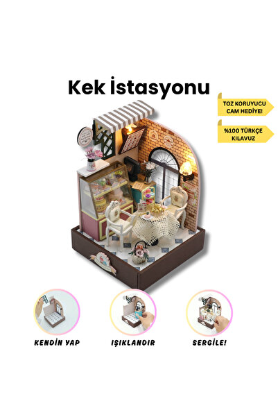 minyaturia Kendin Yap Minyatür Kafe| Minyatür Maket Ev | Dıy Hobi Seti Ve Toz Koruma Camı