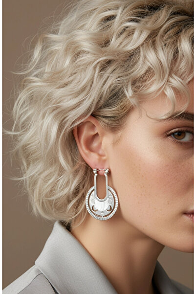 Rednose Ay ve yıldızlar taşlı çelik halka sallantılı küpe modern stil gece gü...