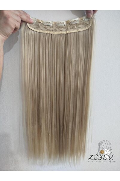 Zeysum Bal Köpüğü Çıtçıtlı Saç Postiş Takma Saç Düz 60 Cm 110gr Isıya Dayanıklı Yarımay