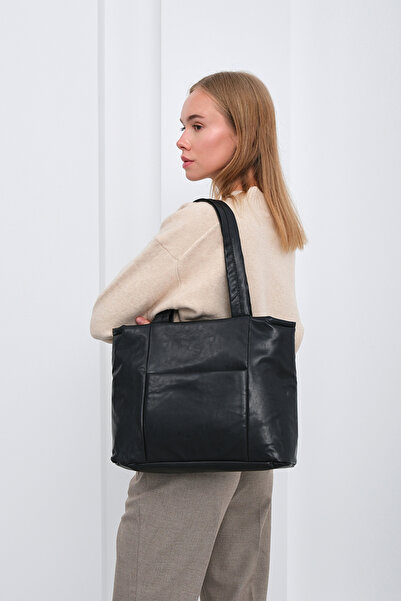 Shule Bags Morgan Leather Shoulder Bag Black