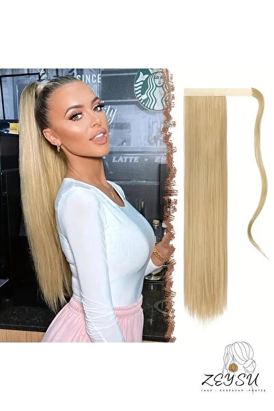 Zeysum Küllü Sarı Renk Düz At Kuyruğu Cırtcırtlı Saç Postiş Takma Saç 60 Cm Isıya Dayanıklı