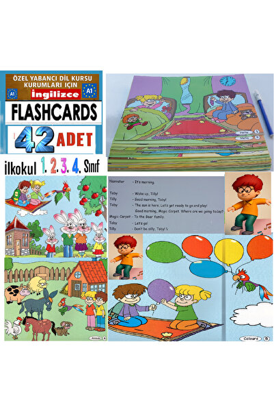 The Kidland Yayınları English 42 Large Flashcards for English Language Course Institutions - Preschool - Kindergarten - Primary School