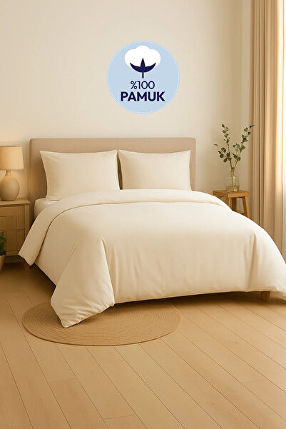Sleep People Pamuklu Bej Tek Kişilik Nevresim Takımı