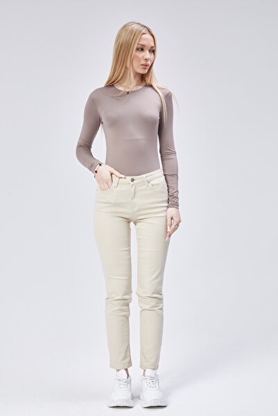 Maison La Femme Кафяв подплатен боди с дълъг ръкав и копчета