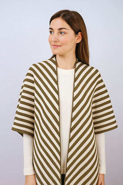 Sebir Moda Striped Triangle Knitwear Shawl