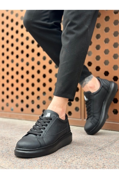 BOA Ba0423 Boa Thick Black High Sole Black Lace-Up Sports Men's Shoes