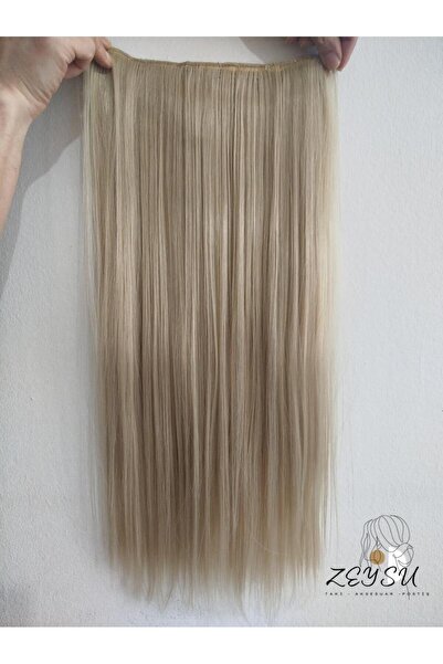 Zeysum Bal Köpüğü Çıtçıtlı Saç Postiş Takma Saç Düz 60 Cm 110gr Isıya Dayanıklı Yarımay