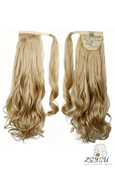 Zeysum Küllü Sarı Renk At Kuyruğu Cırtcırtlı Saç Postiş Dalgalı 60 Cm Isıya D...