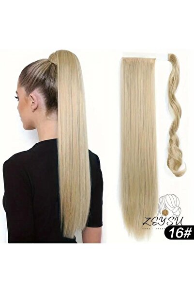 Zeysum Küllü Sarı Renk Düz At Kuyruğu Cırtcırtlı Saç Postiş Takma Saç 60 Cm Isıya Dayanıklı