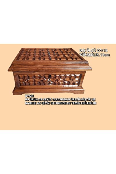 AS ÇEYİZ Ahşap Oyma Sandık Ahşap Kutu Kilitli Oyma Sandik Takı Sandığı Hediyelik Ahşap Oyma Maras Sandigi