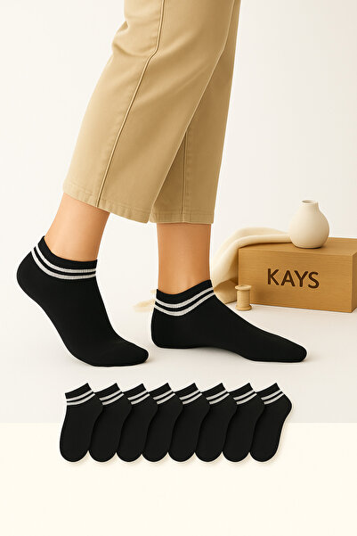 KAYSSOCK 5-пакет дамски черни раирани чорапи до глезена