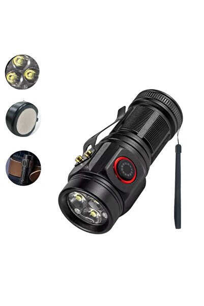 MBL 3*XE Süper Parlak Ledli Metal 5 Mod Magnet Şarjlı El Feneri W5182