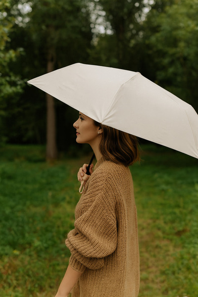 Wexta Çanta Boy UV 50 Kapsül Düz Renk 50 cm Şemsiye Kremrengi Taş Rengi