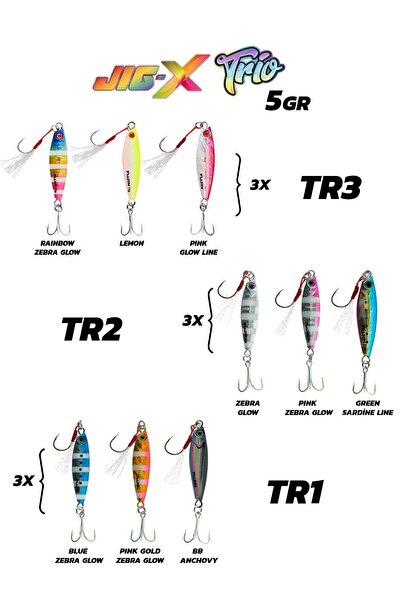 Fujin Jig-X Trio 3lü Micro Jig 7gr TR2
