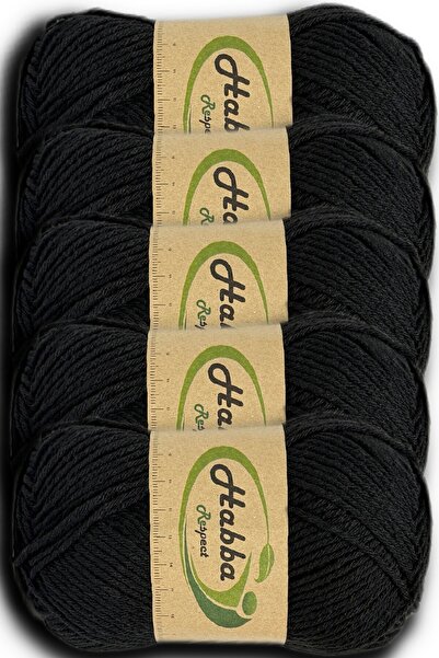 habba respect Habba Acrylic 5-pack Pkt -1101-Μαύρο- Εξωθηρευόμενος Υπεραποθέτης Οικονομικός Χειροποίητος Κλωστής