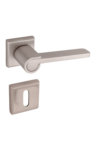 zerafev Lüks Zarafet Kare Rozetli Alüminyum Kapı Kolu (Kapı Kulbu) (Oda Tipi) İnoks