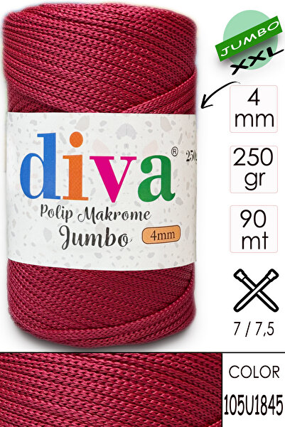 Diva İplik 250 г PP Макроме Джамбо Червоний 4 мм 105U1845