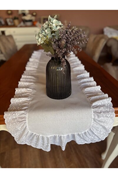 NURGİTA HOME 100% бавовна, сирий льон, фістовий, з рюшами, овальний бігунок (45X140) БІЛИЙ