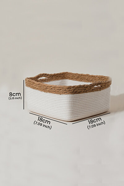 Marrien Neva Pamuk ve Kâğıt İp Organizer | Ekru 18x18x8 Mutfak, Banyo & Dolap İçi Düzenleyici