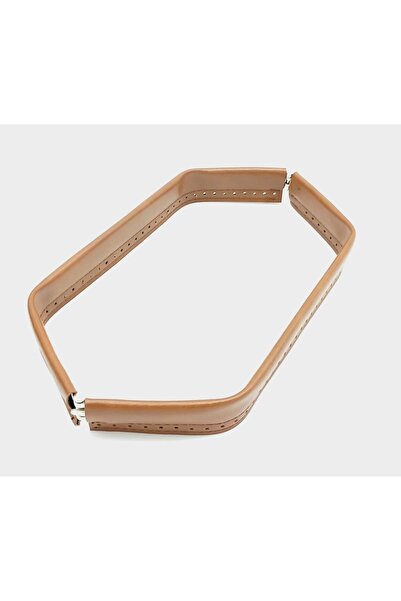 angel çanta aksesuar Чанта от табачнокафява кожа с метална дръжка, отвор 33 см (скрит джоб)