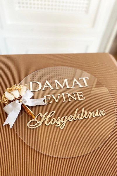 RetroLazer Şeffaf Pleksi, Çiçekli, Süslü, Pleksi Söz Nişan İsimlik Kapı Süsü ...