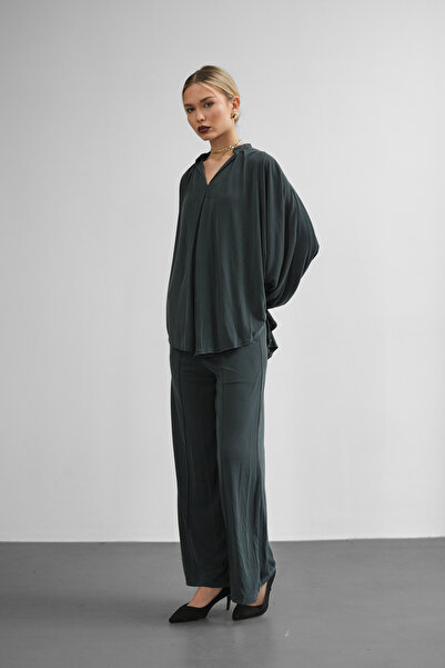 Molly Nelly Women's Comfortable Fit Batwing Sleeve Blouse Pants Set