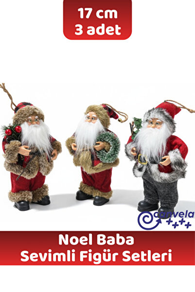 CANVELA 3 Adet Noel Baba Sevimli Figür Setleri 17 Cm