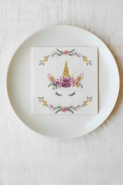 LOLLY PARTY 16 Adet Unicorn Baskılı Dekoratif Peçete