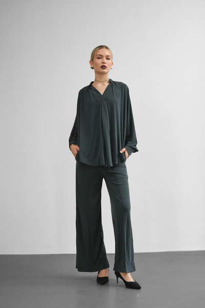 Molly Nelly Women's Comfortable Fit Batwing Sleeve Blouse Pants Set