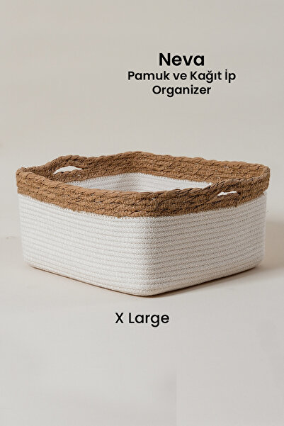 Marrien Neva Cotton and Paper String Organizer | Ecru 26X26X12 Kitchen, Bathroom & Cabinet Organizer