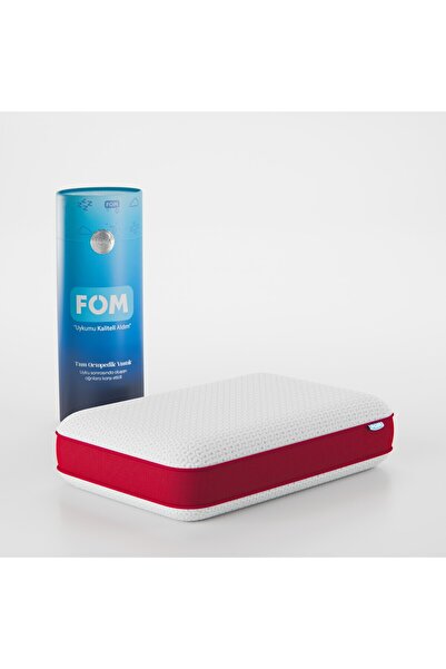 FOM Tombik Full Ortopedik Masaj Etkili Konforlu Visco Yastık, Ortopedik, 60 X 40 X 13, Kırmızı