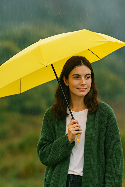 Wexta Çanta Boy UV 50 Kapsül Düz Renk 50 cm Şemsiye Sarı